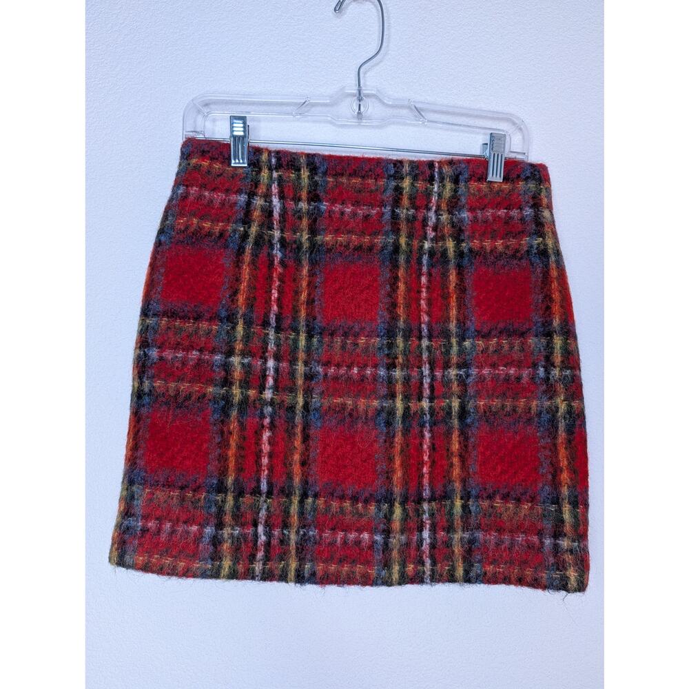 Ralph Lauren Red Plaid Mohair Mini Skirt 0 Preppy Schoolgirl